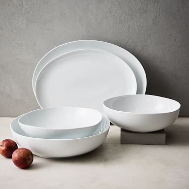 Organic Shaped Porcelain Serveware - White